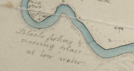 1840s map showing Aboriginal fishery and creek crossing