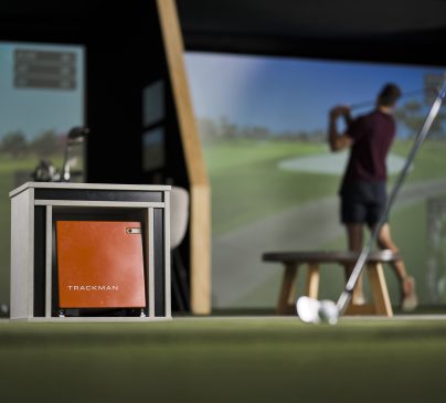 A close up on the Trackman device that forms part of the Golf Simulator functionality.